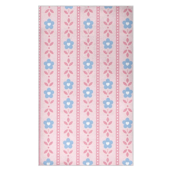 Geometry Floral Pattern Waffle Kitchen Towels 18x30 in Soft Absorbent Quick Dry Dishcloths