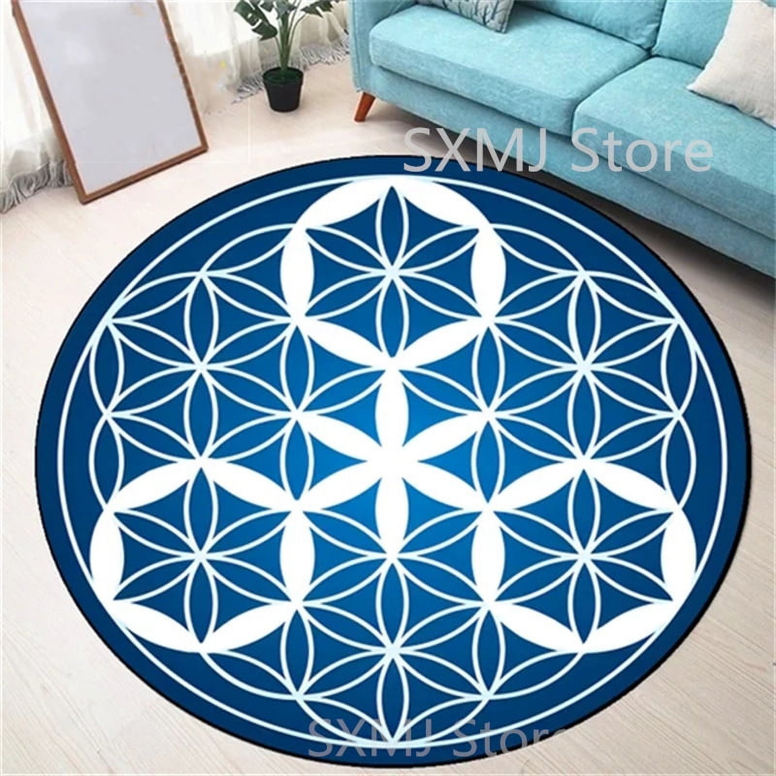 Geometry Flower of Life Sacred Planet Round Rug Carpet Cushion Bedroom ...