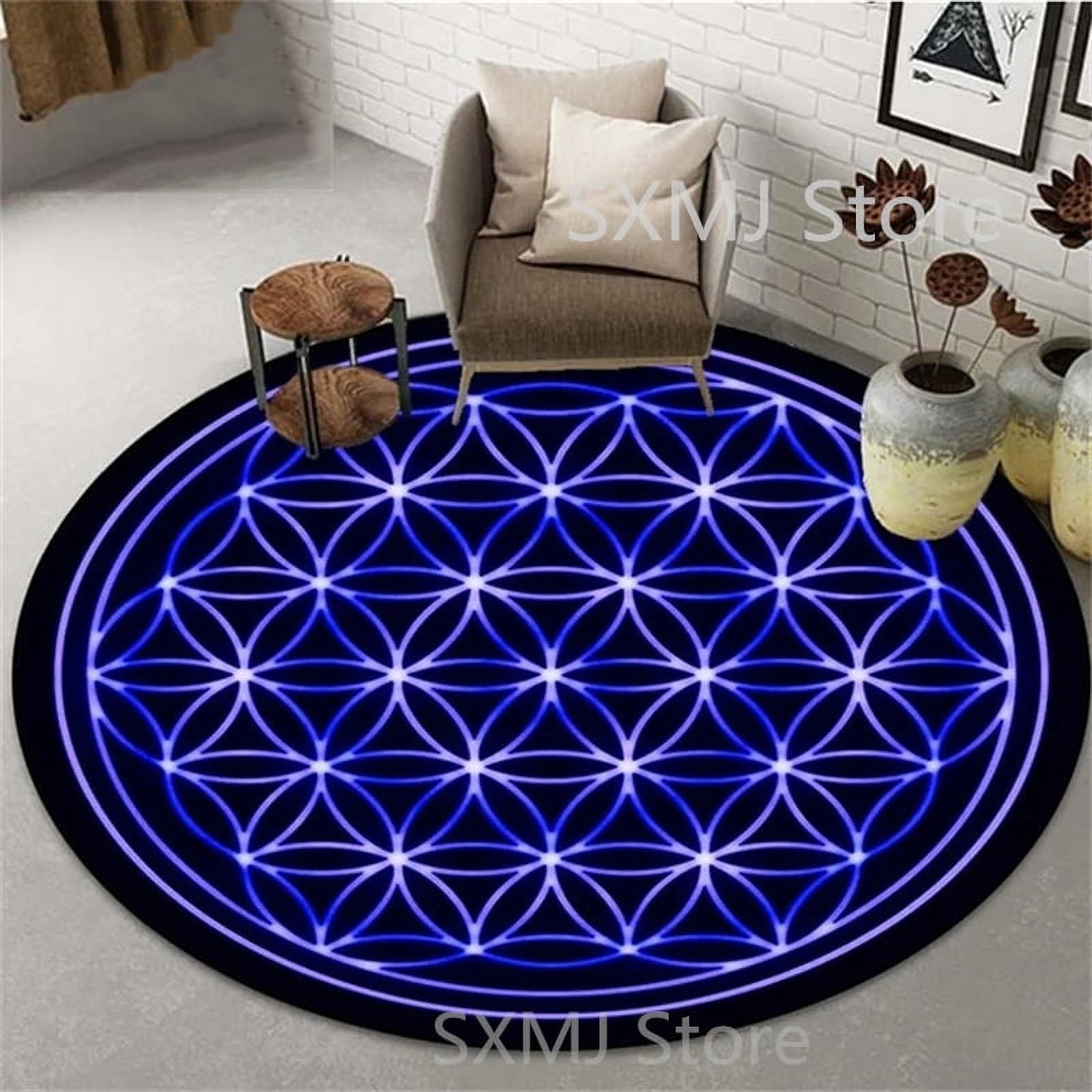 Geometry Flower of Life Sacred Planet Round Rug Carpet Cushion Bedroom ...