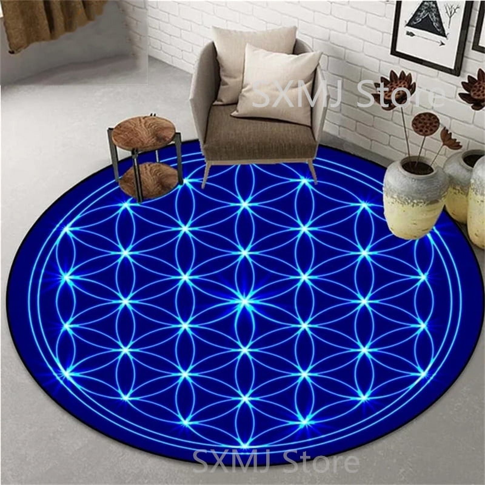 Geometry Flower of Life Sacred Planet Round Rug Carpet Cushion Bedroom ...