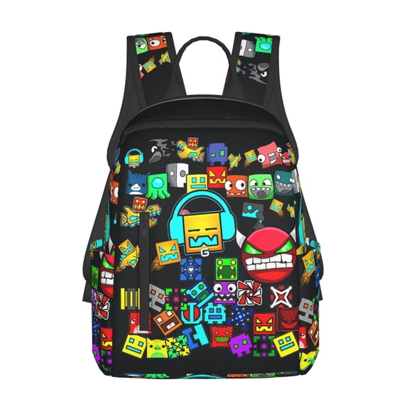 Geometry Game Dash Backpack 3D Print Lightweight Bookbag Casual Sport Daypack Travel Bag Laptop 15 Inch