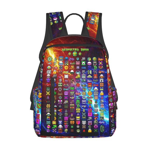 Geometry Game Dash Backpack 3D Print Lightweight Bookbag Casual Sport Daypack Travel Bag Laptop 15 Inch