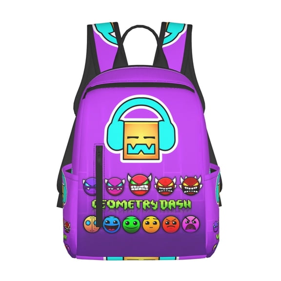 Geometry Game Dash Backpack 3D Print Lightweight Bookbag Casual Sport Daypack Travel Bag Laptop 15 Inch
