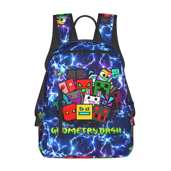 Geometry Game Dash Backpack 3D Print Lightweight Bookbag Casual Sport Daypack Travel Bag Laptop 15 Inch
