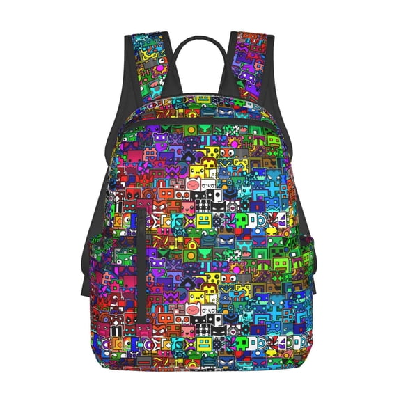 Geometry Game Dash Backpack 3D Print Lightweight Bookbag Casual Sport Daypack Travel Bag Laptop 15 Inch