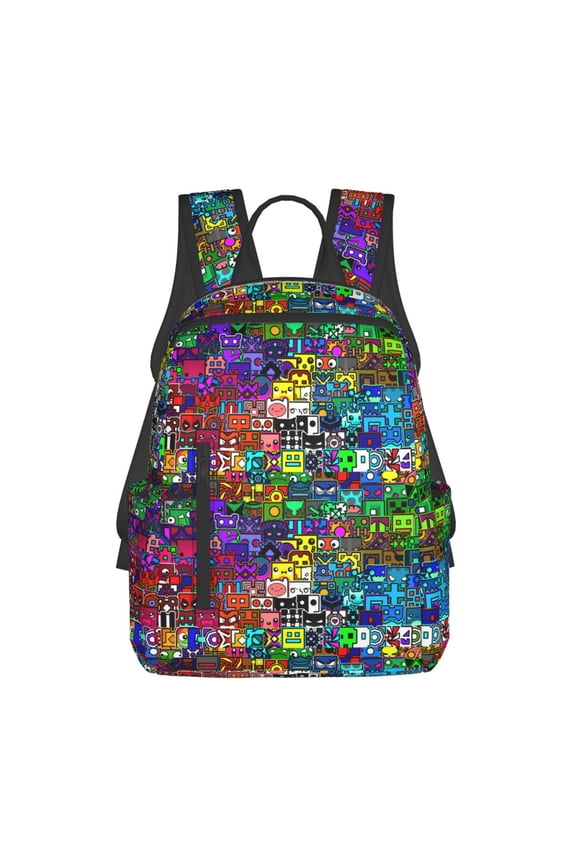 Geometry Game Dash Backpack 3D Print Lightweight Bookbag Casual Sport Daypack Travel Bag Laptop 15 Inch