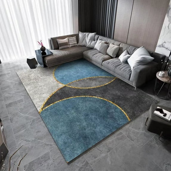 Geometry Gold Line Carpet Light Luxury Living Room r Rug Coffee Table Dark Grey Rugs Bedroom Bedside
