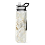 Geometry Marble 32oz Water Bottles with Straw Tritan Leakproof Sports Bottle BPA Free Clear for Fitness Gym Swimming Cycling