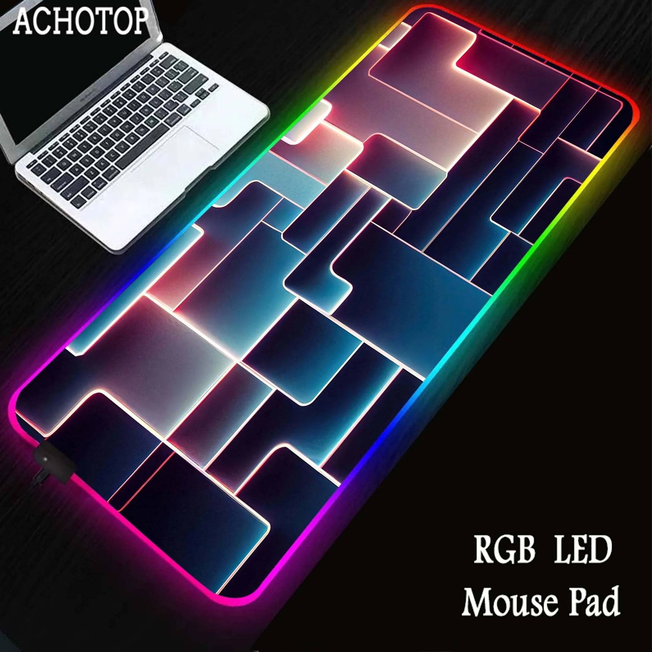 Geometry Mouse Pad RGB LED Gaming Backlit Mousemat Large Desk Mat Pc