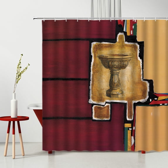 Geometry Old Fashid Retro Style Shower Curtain Creativity Waterproof Kitchen Curtain Polyester Fabric Bathtub ration