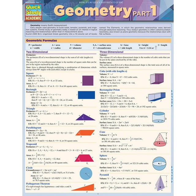 Geometry Part 1 : QuickStudy Laminated Reference Guide (Edition 2 ...