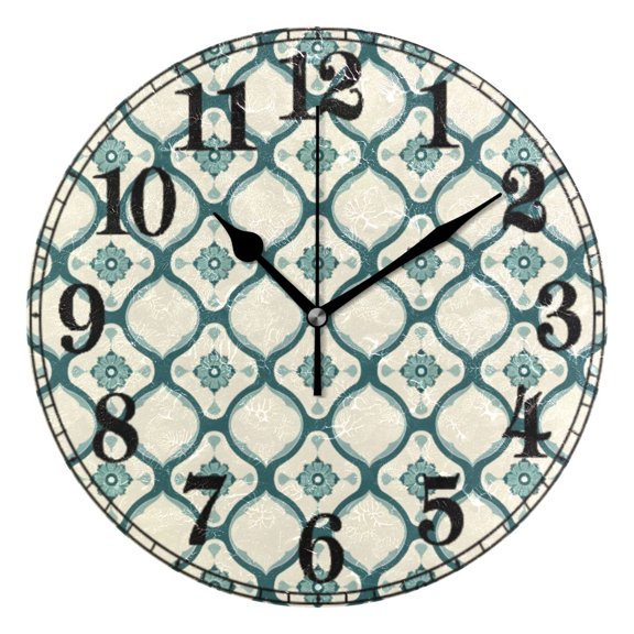 Geometry Pattern Flower Silent Wall Clock 10" Non-Ticking Battery Clock