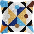 thumbnail image 1 of Geometry Pattern Latch Hook Pillow Cover Kits for DIY Handmade Throw Pillow Cross Stitch Latch Hooking Pillowcase Kits with Preprinted Color Pattern Canvas Crochet Yarn Kits 17''X 17''(5-136), 1 of 1