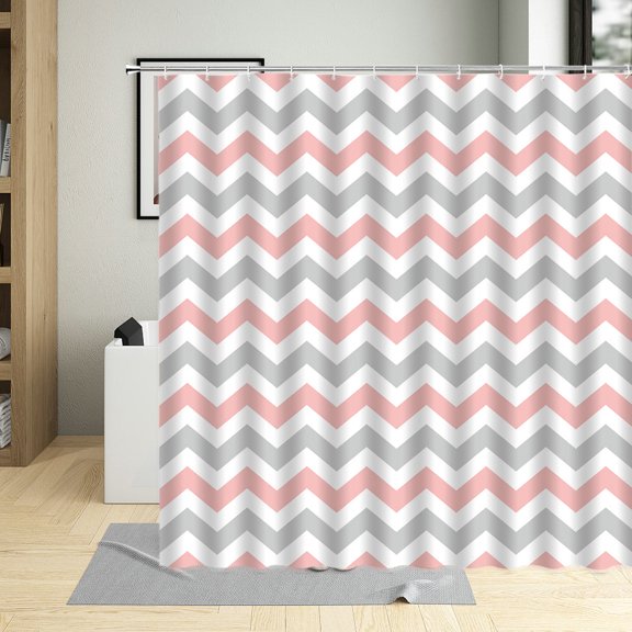 Geometry Pattern Simplicity Shower Curtain Lattice Wave Graphics Bathroom Home With Hook Waterproof Washable Suit Decorative