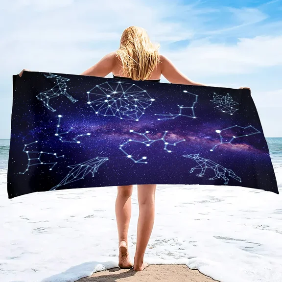 Geometry Print Beach Towel Quick-Dry Washable Beach Towels Sandproof Portable For Travel Swimming Camping Beach (1)