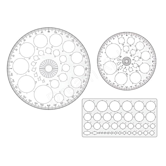 Geometry Pro Circle Big (25 Circles) Small | 16 Circles | 35 Circles | Drafting Scale | Set Of 3