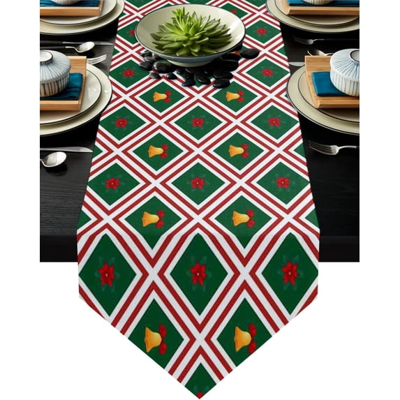 Geometry Rhombus Green White Table Runners Christmas Table Decorations for Home Party Wedding Camino De Mesa Kitchen Accessories