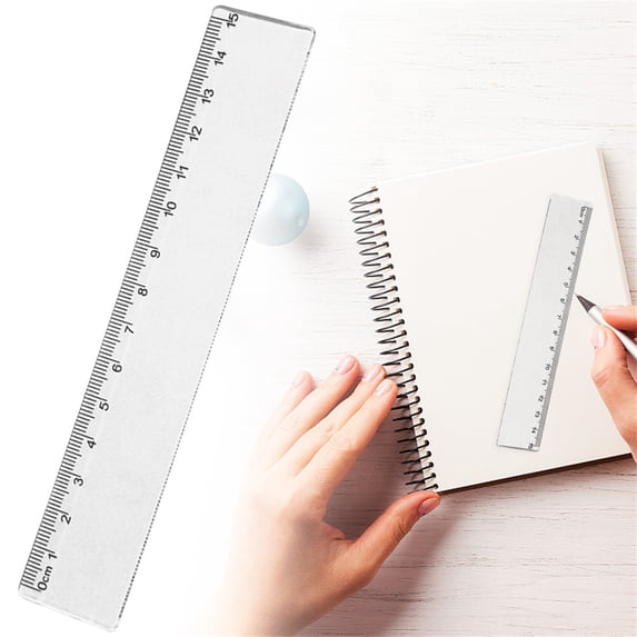Geometry Ruler 15 cm, Dual Scale Plastic Measuring Tool with Metric and Inch Markings, Transparent Straight Edge Ruler for Math Drawing, Homework, Drafting and Classroom Use, Durable 1 Pack