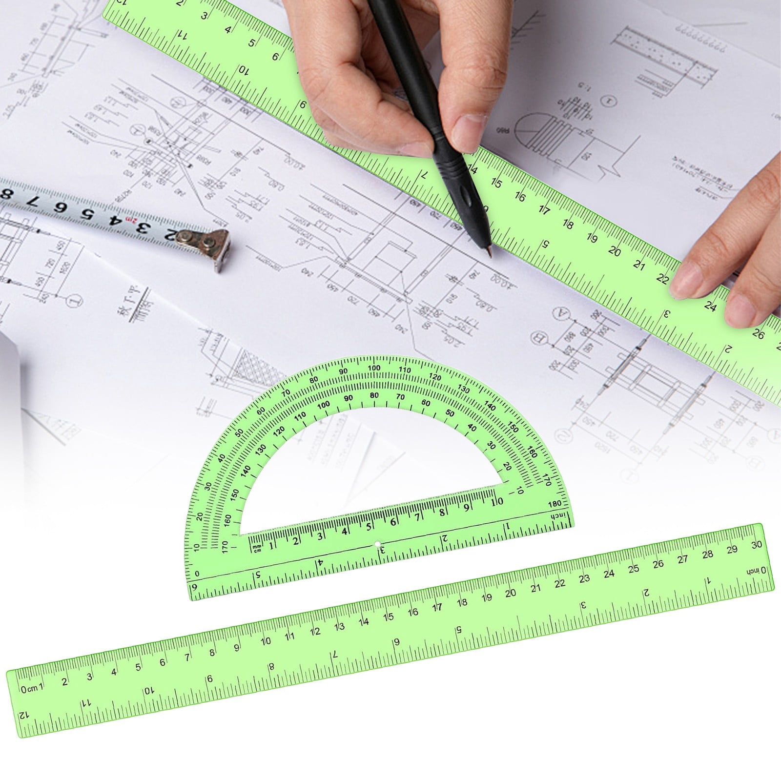 Geometry Ruler Protractor Drawing Set Drafting Stationery Supplies for ...