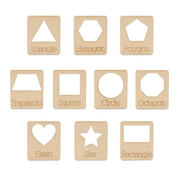 Geometry Set Shape Stencils for DIY Painting & Drawing, 10 Reusable Geometric Shapes, 4 Inch, Pack of 1, Educational Home School Essentials, by Woodpeckers