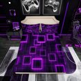 thumbnail image 1 of Geometry Sheets Queen Size Boys Girls,Purple Black Geometrical Sheet Set For Kids Adults,Neon Lights Bed Sheets Set Modern Gradient Cubes Abstract Top Sheet, 1 of 7