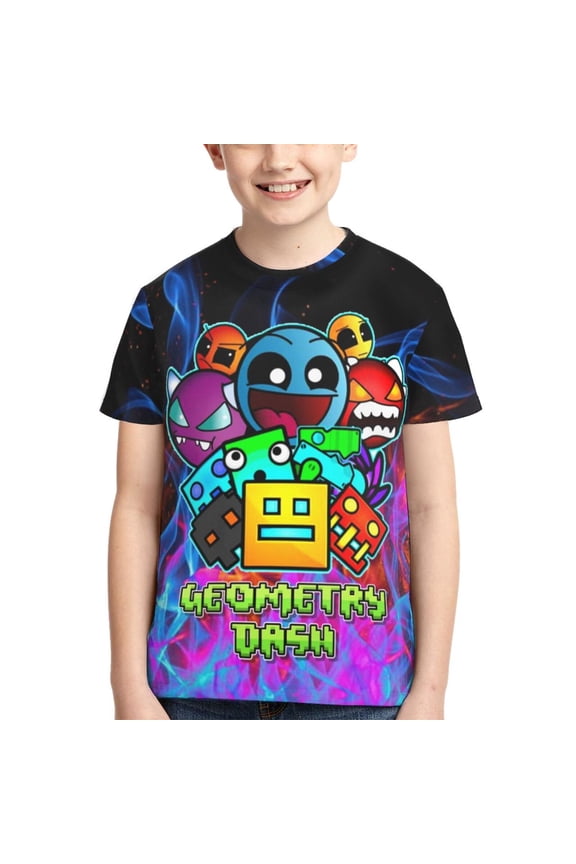 Geometry Shirt Dash Boys Girls T Shirt Kids Short Sleeve Crewneck 3d Printed Graphic Shirts For Kids Youth Small