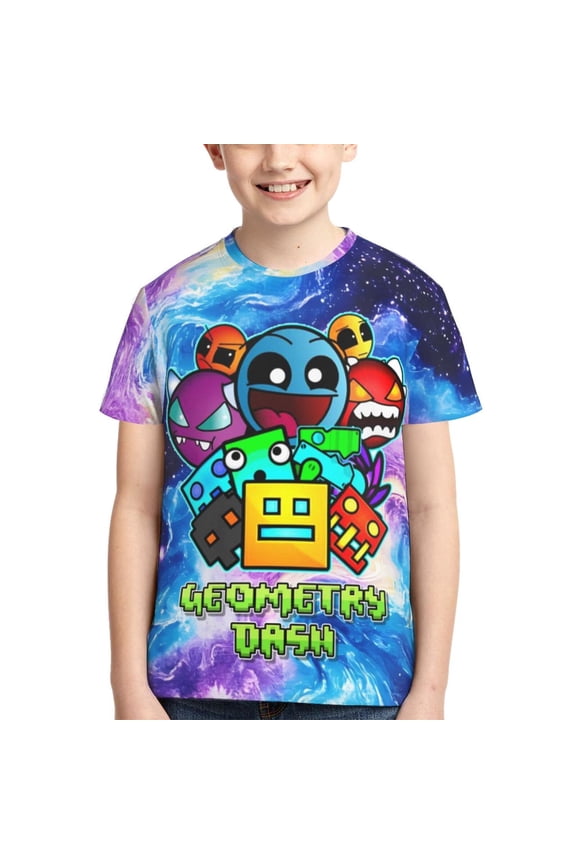 Geometry Shirt Dash Boys Girls T Shirt Kids Short Sleeve Crewneck 3d Printed Graphic Shirts For Kids Youth Small