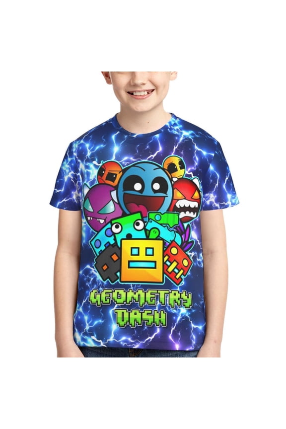 Geometry Shirt Dash Boys Girls T Shirt Kids Short Sleeve Crewneck 3d Printed Graphic Shirts For Kids Youth Small