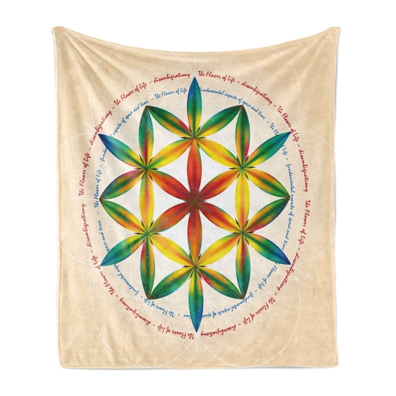 Geometry Soft Flannel Fleece Throw Blanket, Fundamental Aspect Space and Time Esoteric New Spiral Print, Cozy Plush for Indoor and Outdoor Use, 70" x 90", Multicolor, by Ambesonne
