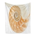 thumbnail image 1 of Geometry Soft Flannel Fleece Throw Blanket, Nautilus Shell Showing the Chambers in Distance Curves Helix Hidden Print, Cozy Plush for Indoor and Outdoor Use, 60" x 80", Cream White, by Ambesonne, 1 of 6