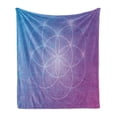 thumbnail image 1 of Geometry Soft Flannel Fleece Throw Blanket, Round Forms in 2 Dimensional Space Axis Historical Artifact Image, Cozy Plush for Indoor and Outdoor Use, 50" x 60", Blue and Purple, by Ambesonne, 1 of 5