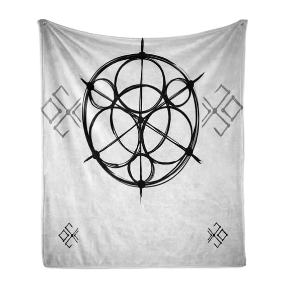 Geometry Soft Flannel Fleece Throw Blanket, Sketchy Geometric Plan with Swirled Spiral Origins of Cosmos Universe, Cozy Plush for Indoor and Outdoor Use, 70" x 90", Black Grey White, by Ambesonne