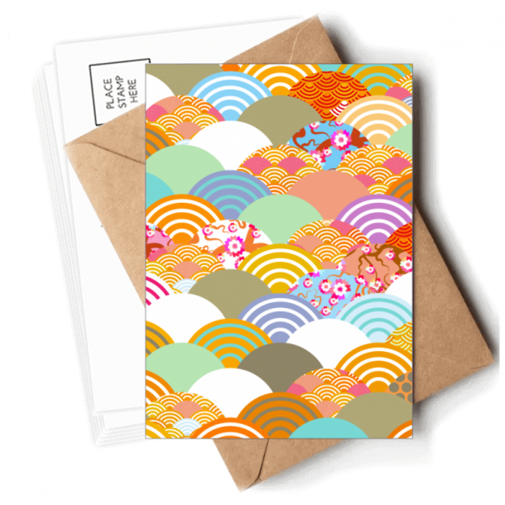Geometry Squama Flowers Pattern Japan Postcards Envelopes Blank Note Cards Mailing