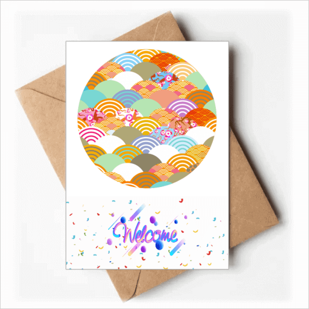 Geometry Squama Flowers Pattern Japan Welcome Back Greeting Cards Envelopes Blank
