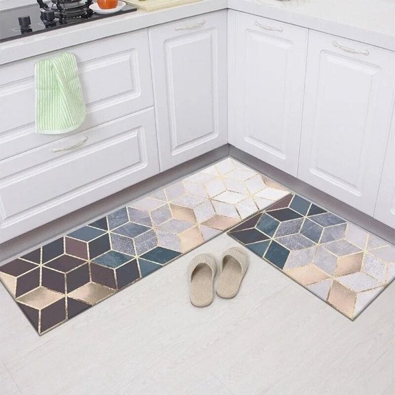 Geometry Square Kitchen Mat Long Strip Bedroom Entrance Doormat Home Decoration Carpet for Living Room Bathroom Non-Slip Rug