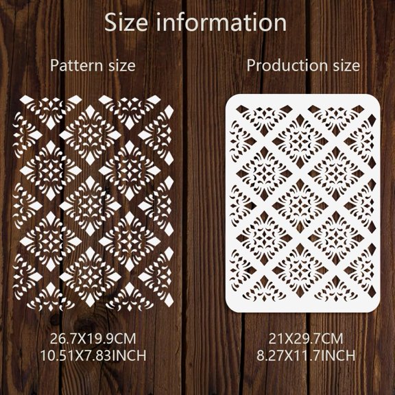 Geometry Stencil 8.3x11.7 Inch Lozenge Pattern Painting Stencil Hollow Out Drawing Painting Template for Painting on Wood Fabric Paper Walls Canvas Furniture