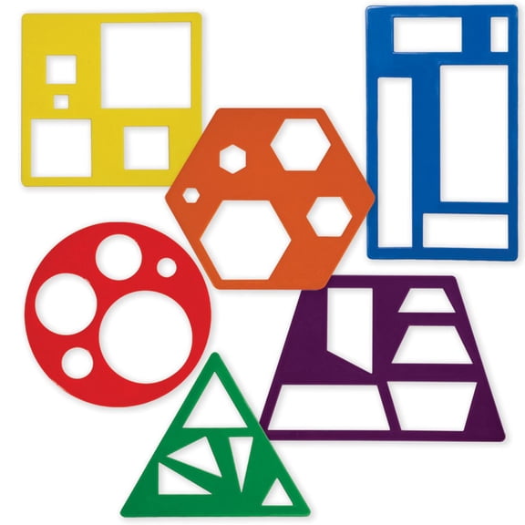 Didax Geometry Stencils Set of 6 Durable Plastic Templates for Drawing, Measuring & Learning Geometric Shapes, Ideal for Classroom or Homeschool Math