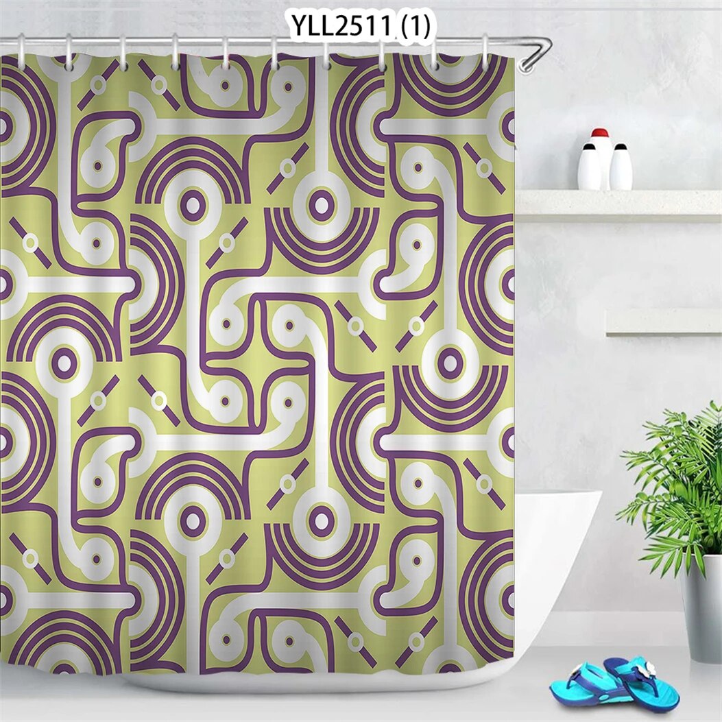 Geometry Style Curtains In The Bathroom Bathtub Screen Accessory