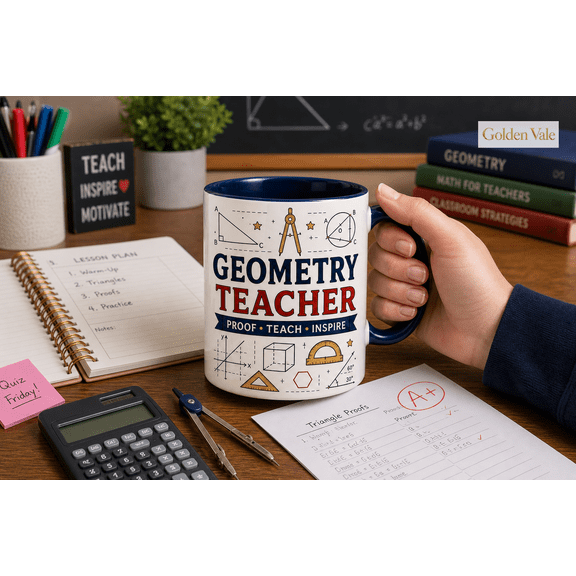 Geometry Teacher Mug, Math Classroom Coffee Cup Gift for Educators