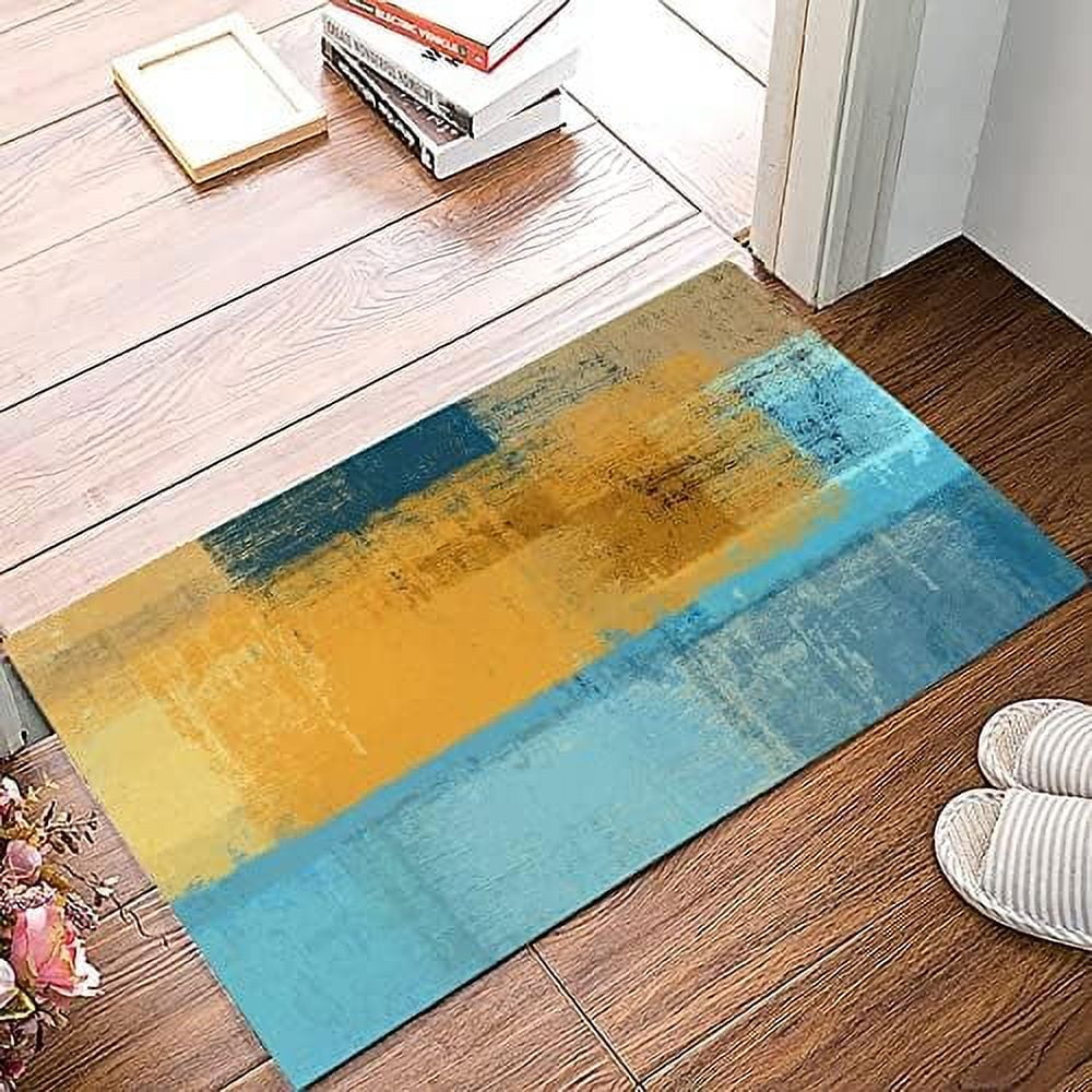 Geometry Teal Green Blue Abstract Front Door Mat Outdoor Waterproof