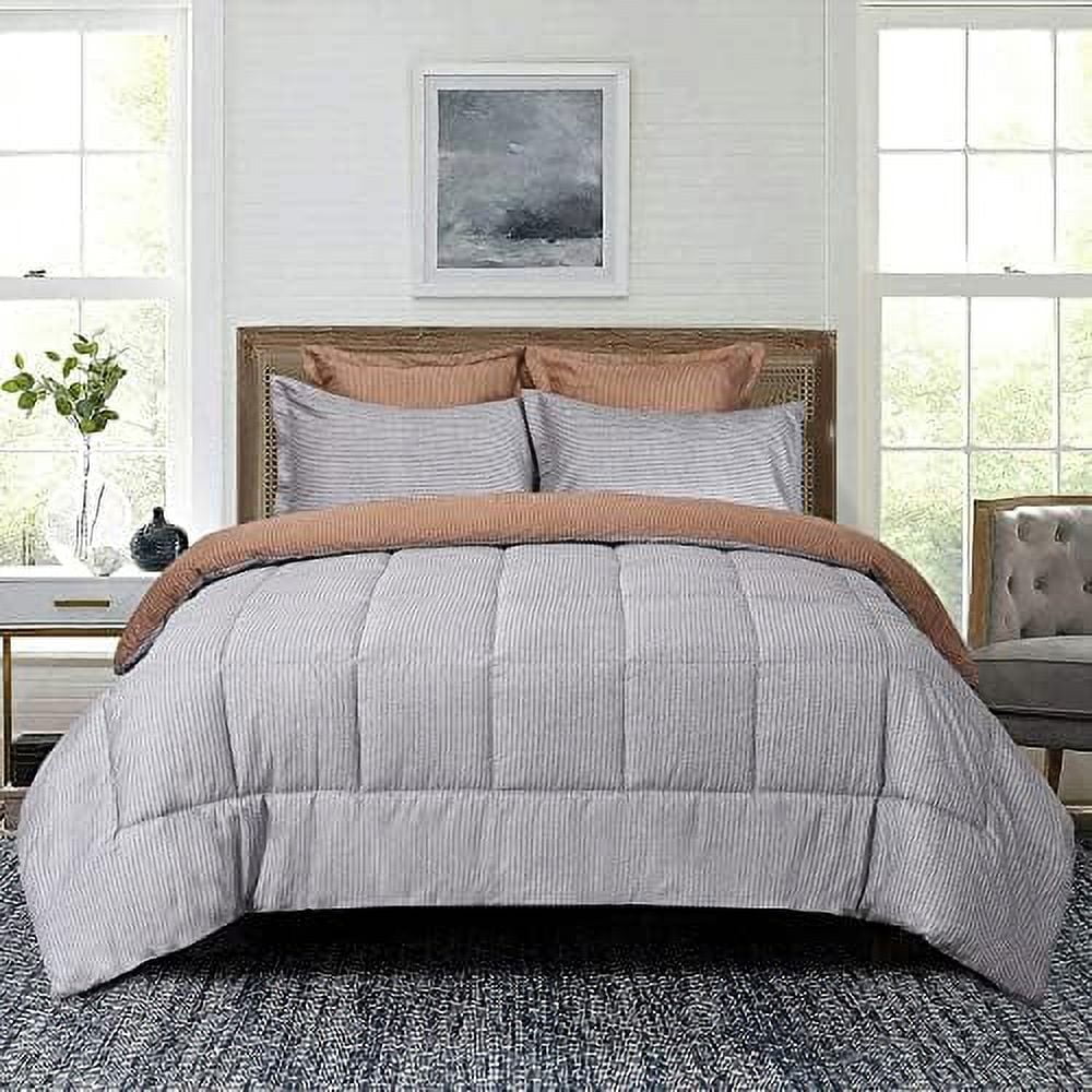 Geometry Theme Printed Comforter Set For Queen Or King Bed, 5 Piece