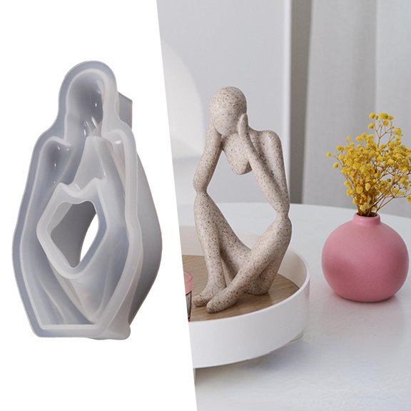 Geometry Thinker Statue Silicone Model Epoxy Resin Casting Reusable Gypsum Crafting Resin Figurine Candle Soap Making for Office Decoration Style A