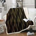 thumbnail image 1 of Geometry Throw Blanket Gold Black Abstract Art Stripes Blanket,Modern Geometric Striped Fleece Blanket for Bed Chair,Stripe Waves Sherpa Blanket Exotic Bedroom Decor 60"x80", 1 of 6