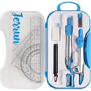 Geometry Tool Kit with Compasses, Protractor, Pencil, Eraser, Sharpener, Set Square, Triangle, 6” Ruler, Lead Refills, Storage Box1