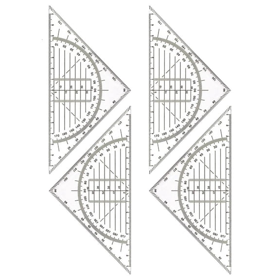 Geometry Tool Set Square Built-in 180 Degrees Protractor Math Drafting Ruler