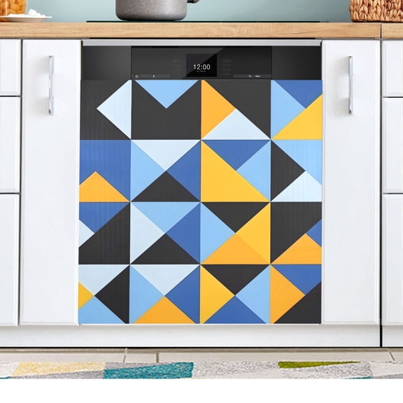 Geometry Triangle Pattern Dishwasher Magnetic Refrigerator Magnet Cover Kitchen Art Panel Decal Sticker Home Decorative 23"x26"