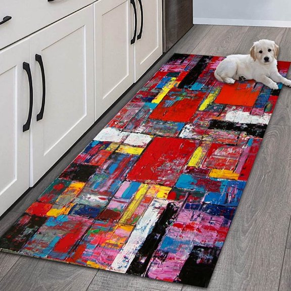 Geometry Waterproof Oilproof Kitchen Mat Antislip Bath Mat Soft Bedroom Floor Mat Living Room Carpet Doormat Kitchen Rug