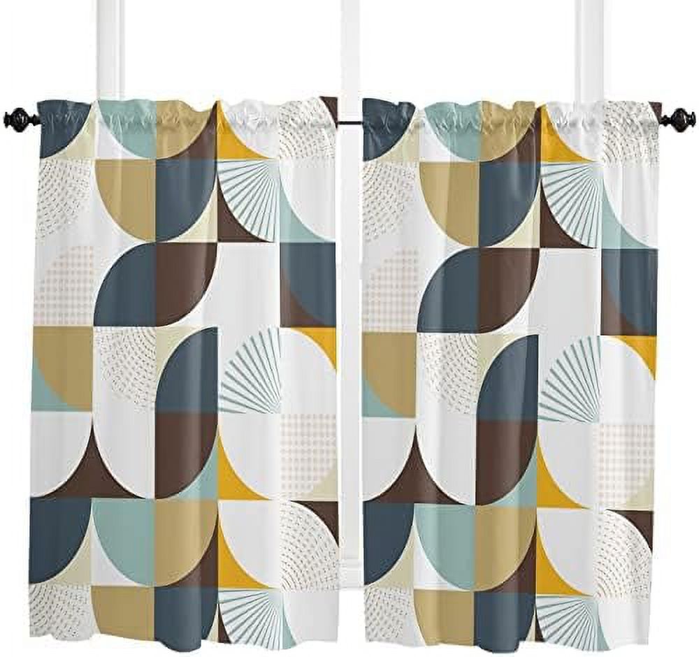 Geometry Window Tier Curtains 24 Inches Long Set of 2 Panels Half