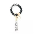 thumbnail image 1 of Geometry Wood Silica Beaded Bracelet Tassel Wrist Wrapped Keychain Key Ring New, 1 of 8