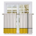 thumbnail image 1 of Geomrtic Yellow Kitchen Curtains, Abstract Stripes Patckwork Modern Art Light Filtering Window Curtain Panels, 2Pcs Rod Pocket Window Treatments Set for RV Dining Room Study Room 42x45 Inches, 1 of 9